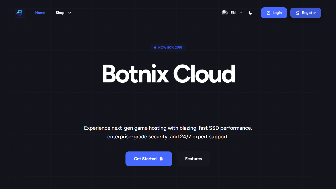 Website hosting service dashboard